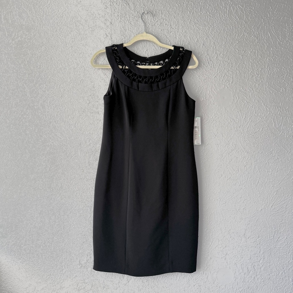 Evan Picone Black Dress, 8P, New with Tags, Fitted Petite Knee Length Dress, NWT